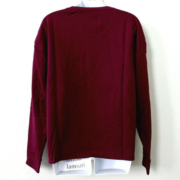 Victoria's Secret Sport Shine Logo Fleece Crew Slouchy Sweater Maroon Size M - Picture 3 of 3